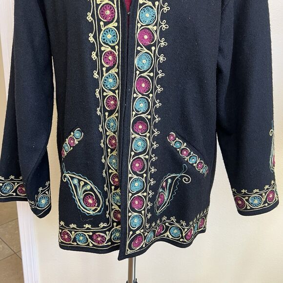 Unique Vintage Wool Embroidered Jacket 90s‎ PASSPORTS OF PIER 1 Indian Women's L - Picture 3 of 9